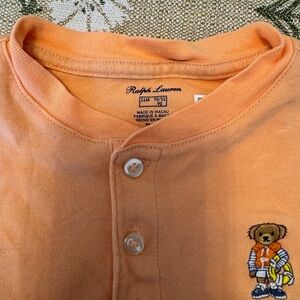 Ralph Lauren Kids Cantaloupe Orange Henley TShirt with Boating Polo Bear
